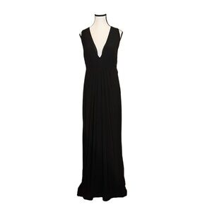 Mac Duggal Black Sleeveless Plunge Maxi Dress